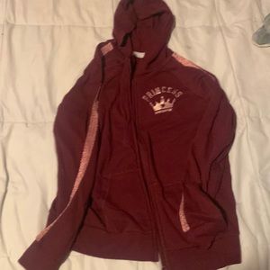 Girls Burgundy Princess Zip-Up Jacket